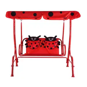 Kids 2 Person Patio Swing Chair Children Porch Bench Canopy Yard Furniture Red