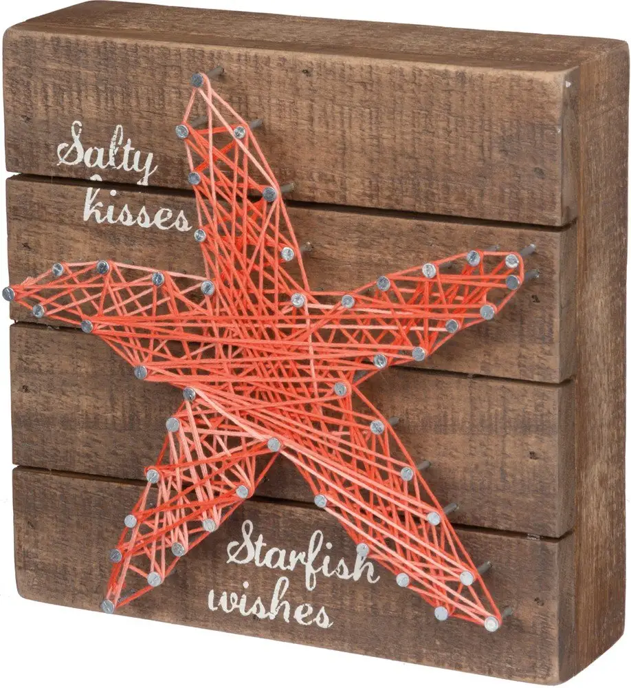 6 "x 6" Starfish Wishes เล็บเกลียว Art กล่องไม้ Decor