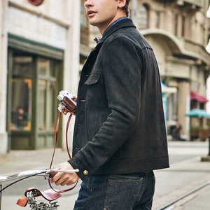 Giacca Bomber in Pelle Scamosciata Tinta su Misura, Stile Autunnale da <span class=keywords><strong>Uomo</strong></span>, Servizio OEM, Antivento ed Ecologica - Product Image 5