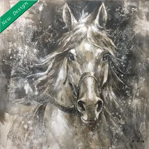 Pintura al óleo de caballo abstracto sobre lienzo, diseño de animales hechos a mano, 100% de alta calidad