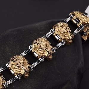 <span class=keywords><strong>Bracelet</strong></span> pour <span class=keywords><strong>homme</strong></span> en acier inoxydable 316L, chaîne de <span class=keywords><strong>moto</strong></span>, tête de loup - Product Image 3