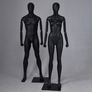 Mannequin féminin ajustable en <span class=keywords><strong>noir</strong></span> mat, réaliste, <span class=keywords><strong>nu</strong></span>, abstrait, corps entier, avec bras en bois - Product Image 6