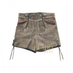 Pantalones cortos de cuero de alta calidad para mujer, ropa informal bordada Vintage elegante, transpirable, cómodo Oxford - Product Image 1