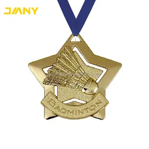 カスタムリボン付きカスタムファクトリーメダルスポーツバドミントンゲームアワードメダル