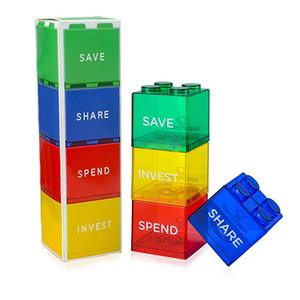 Banco de monedas de bloques de apilamiento colorido para niños, Cubo de dinero - Product Image 2
