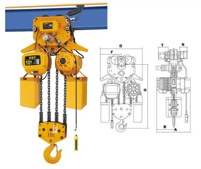 Cabrestante eléctrico de cadena de 10 toneladas, producto chino, calidad garantizada