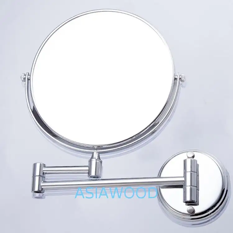 مرآة مكياج للحمام مزدوجة الجوانب مثبتة على الحائط على شكل دائري (AWK421)