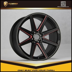 ZUMBO S0027 17 "Semi Mate Negro Molino Habló + Recubrimiento De Aluminio Llantas de Aleación de Coche Rojo - Product Image 2