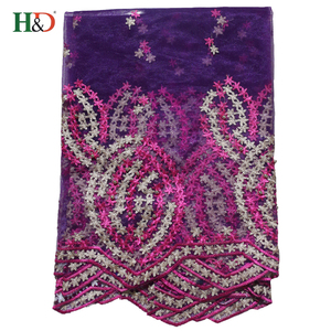 H & D 5 + <span class=keywords><strong>2</strong></span> caliente vestido del diseño del bordado del riche del Bazin tela africana del cordón del organza en China - Product Image 5