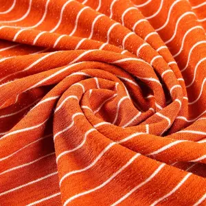 Maillot de haute qualité orange polyester viscose stretch tricot à rayures en lurex tissu