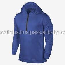 OEM Personnalisé Hommes Demi Zip Hoodies Coton Polyester Mélange Doublé Imperméable Conception Solide - Product Image 2