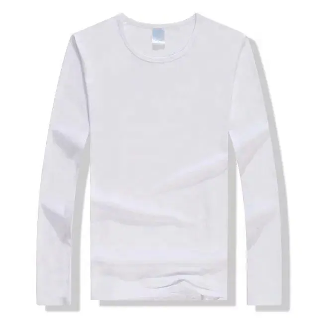 Long Sleeve Custom Sublimation White Polyester Men T shirt With Cotton Feel For Gift/Advertising/Promotion