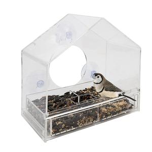 Mangeoire pour oiseaux avec fenêtre coulissante, plateau coulissant rechargeable, en acrylique, résiste aux vidange d'<span class=keywords><strong>eau</strong></span> <span class=keywords><strong>de</strong></span> <span class=keywords><strong>pluie</strong></span> et aux intempéries - Product Image 4