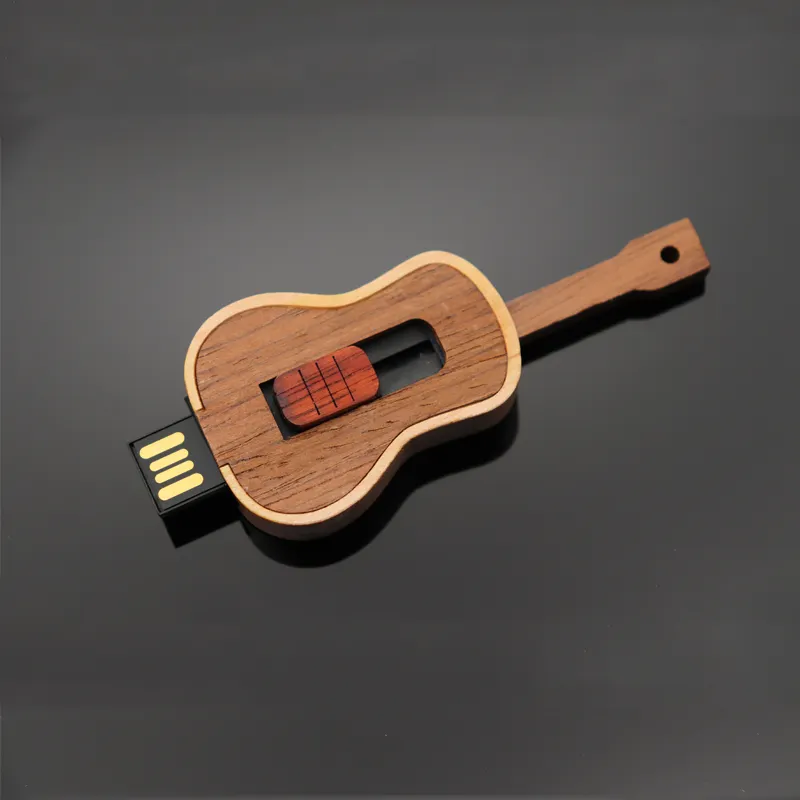 Gitra גאדג 'ט עץ גיטרה צורת Usb מקל דיסק און קי עם לייזר לוגו