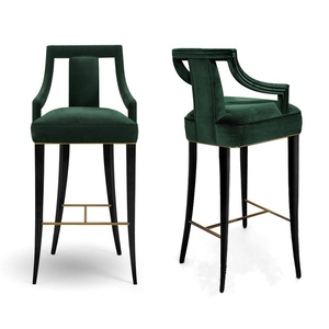 <span class=keywords><strong>Tabouret</strong></span> de bar moderne en <span class=keywords><strong>velours</strong></span> <span class=keywords><strong>vert</strong></span> avec dossier, Home Center - Product Image 2