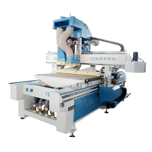 Tế nam 1325 atc cnc router cnc làm tổ gỗ máy cắt với tải và dỡ hệ thống cho đồ nội thất bằng gỗ