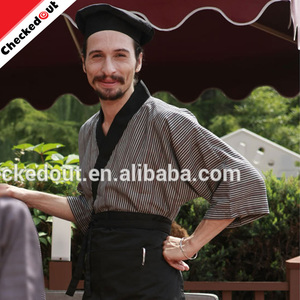 Venta caliente estilo de <span class=keywords><strong>la</strong></span> moda media manga de <span class=keywords><strong>la</strong></span> <span class=keywords><strong>raya</strong></span> japonés chef chaqueta <span class=keywords><strong>restaurante</strong></span> cocina cocinero uniforme - Product Image 3