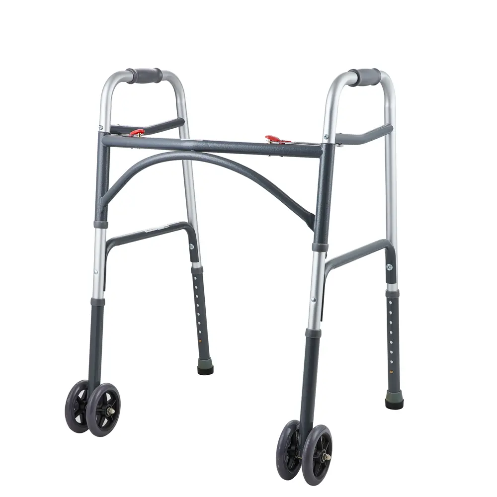 Mobility Aid Heavy Duty Aluminum Disabled Walking Frame With Wheels Lightweight Portable Folding Medical Walker WA224