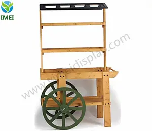 Wooden Vendor Cart / 3 Shelves - Oak YM1-634
