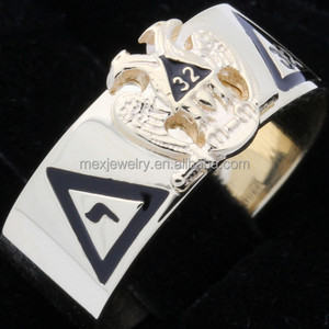 316l de acero inoxidable <span class=keywords><strong>o</strong></span> <span class=keywords><strong>plata</strong></span> 925 32nd grado alas de águila abajo anillo masónico. - Product Image 1