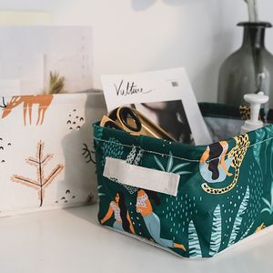 Cotton Linen Fabric Home Storage Organization Baskets Folding Waterproof Cosmetic Storage Basket Collapsible Storage Basket
