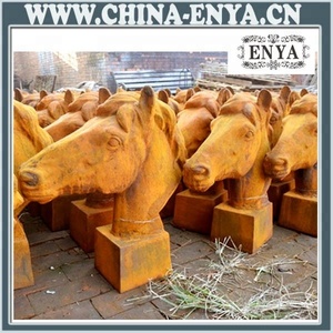 Ornements <span class=keywords><strong>de</strong></span> tête <span class=keywords><strong>de</strong></span> <span class=keywords><strong>cheval</strong></span> en fonte rustique grandeur nature, artisanat animalier en métal, sculpture décorative, statue pour la maison, le jardin, la pelouse, marque ENYA - Product Image 2
