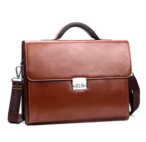 Dreamtop — sac d'affaires en faux cuir PU marron, mallette pour hommes, avec serrure combinée, fabriqué en chine, DTC399