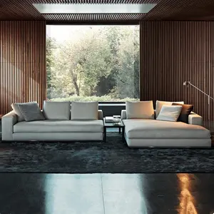 客厅家具设计沙发不锈钢底座现代客厅L形沙发套装家具
