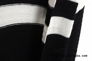 <span class=keywords><strong>blanc</strong></span> à rayures de couleur noire à <span class=keywords><strong>long</strong></span> <span class=keywords><strong>cardigan</strong></span> longueur - Product Image 3