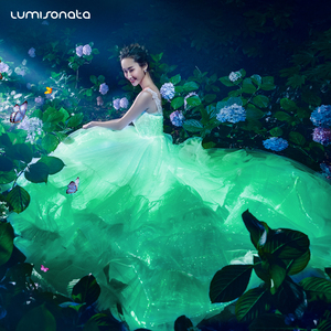 Su misura di disegno unico in fibra ottica abito <span class=keywords><strong>da</strong></span> <span class=keywords><strong>sposa</strong></span> <span class=keywords><strong>sposa</strong></span> abito <span class=keywords><strong>da</strong></span> <span class=keywords><strong>sposa</strong></span> luminoso led per la vendita - Product Image 5