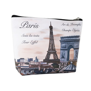 DEQI PU Leather <strong>Paris</strong> Tour Eiffel Tower Souvenir Gifts Women Lady Cosmetic Makeup Toiletry Bag <strong>Pouch</strong> Holder Organizer - Product Image 2