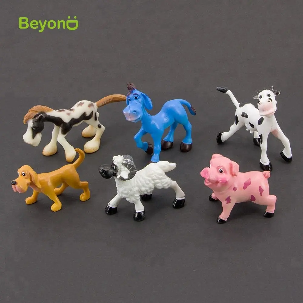 Good Quality Phthalates free 4" PVC plastic farm animal toys 6pcs for kids