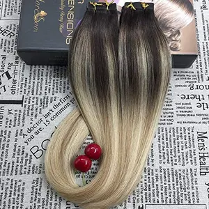 Fita para extensão de cabelo, 18 20 polegadas, cabelo humano real, cutícula de weft, alinhado, fita virgem, extensões de cabelo 20 peças 50g por pacote