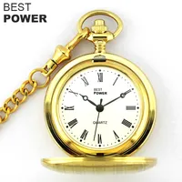 Özel yapılmış altın kuvars klasik ucuz kuvars zincir cep saati
