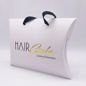 Popular custom logo zed logo printed virgin human hair bundle hair extension packaging pillow box