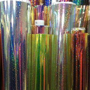 Pellicola in Tessuto PVC Blu con Design a Stella Iridescente Dicroico per Borse XHT-382 - Product Image 3