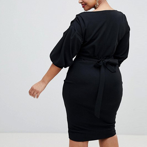 <span class=keywords><strong>Boohoo</strong></span> 플러스 사이즈 기능 셔링 슬리브 세부 숙녀 미디 드레스 섹시한 이브닝 파티 드레스 - Product Image 2