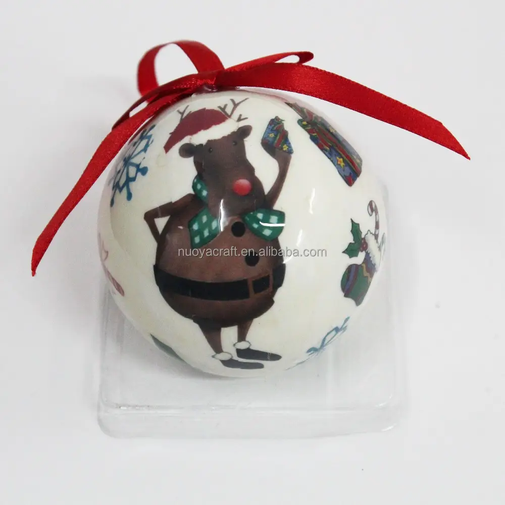 High quality cartoon snowman pattern christmas ball hanging decorative ball for christmas tree
