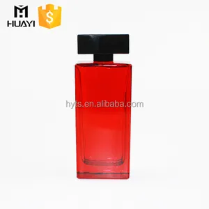 Красная прямоугольная пустая импортная стеклянная бутылка для духов 100 мл