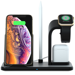 Support de <span class=keywords><strong>chargeur</strong></span> sans fil pour <span class=keywords><strong>AirPods</strong></span>, station de chargement sans fil détachable 3 en 1 pour téléphone Porte-crayon Support de <span class=keywords><strong>chargeur</strong></span> sans fil rapide - Product Image 1