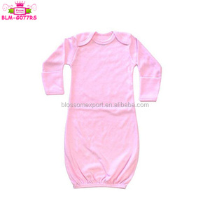 De menta acogedor manga larga infantil Slepper doble mitones vestido Unisex vuelta hombro simple en blanco vestido de bebé con mano cubre - Product Image 2