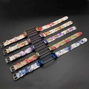ODM Holdmi 43012 series flower type chinese style leather material five colors watch belt for xiaomi mi band 4