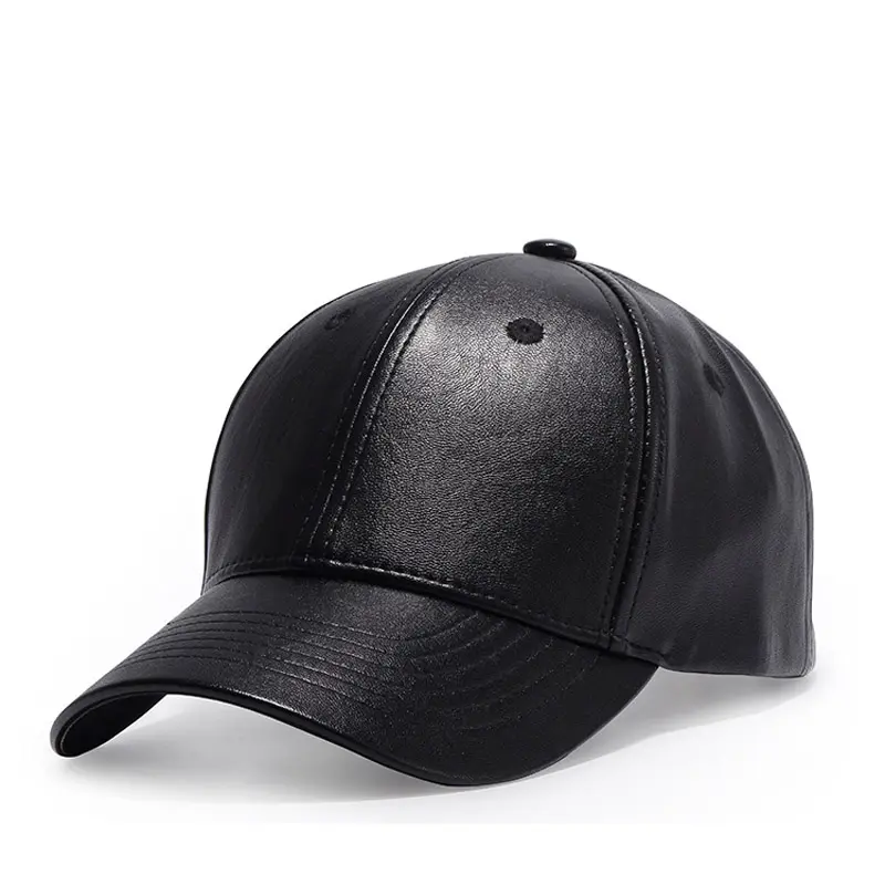 PU Leather Plain Unisex Hat Adjustable & Structured Comfort Baseball Cap Unique Timeless Black