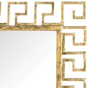 Greek Key Antique Iron and Wood Frame <strong>Gold</strong> <strong>Rectangular</strong> Wall <strong>Mirror</strong> - Product Image 1