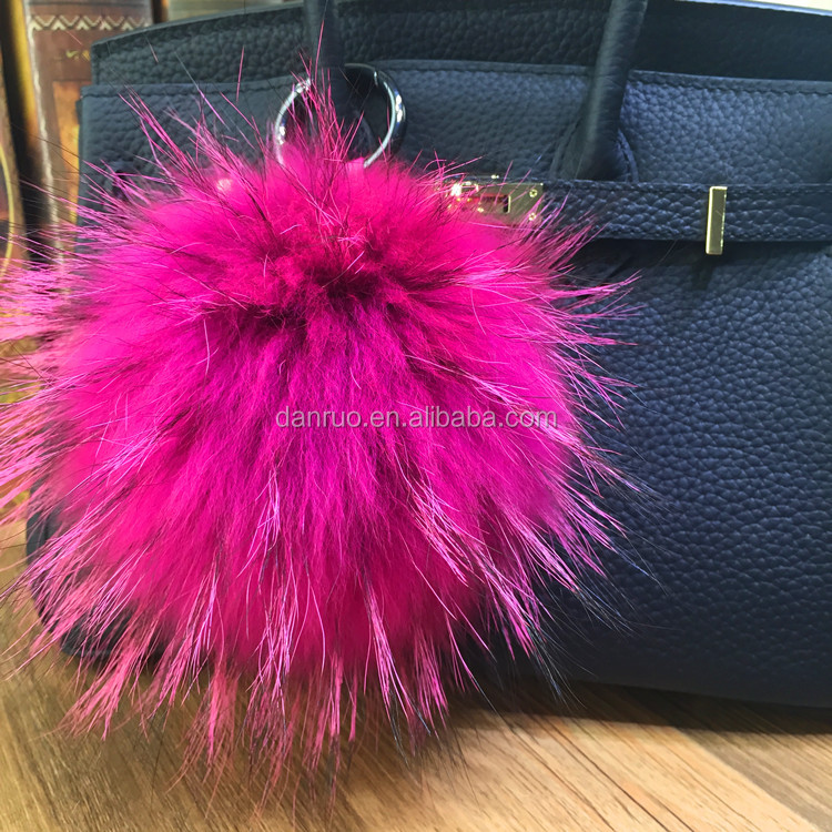2018 Рождественский подарок, разноцветные Меховые помпоны с животными из енота для шляпы/брелока/подвески для одежды