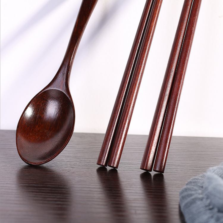 Reusable Cutlery Set Spoon Chopsticks Cutlery Set Reusable Natural Bamboo Flatware Set For Home Use