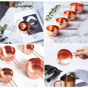 Professional 4-Piece Walnut Wood Handle Copper Plated Stainless Steel <strong>Measuring</strong> <strong>Cups</strong> and Spoons Set <strong>for</strong> Home Kitchen <strong>Baking</strong> Use - Product Image 4