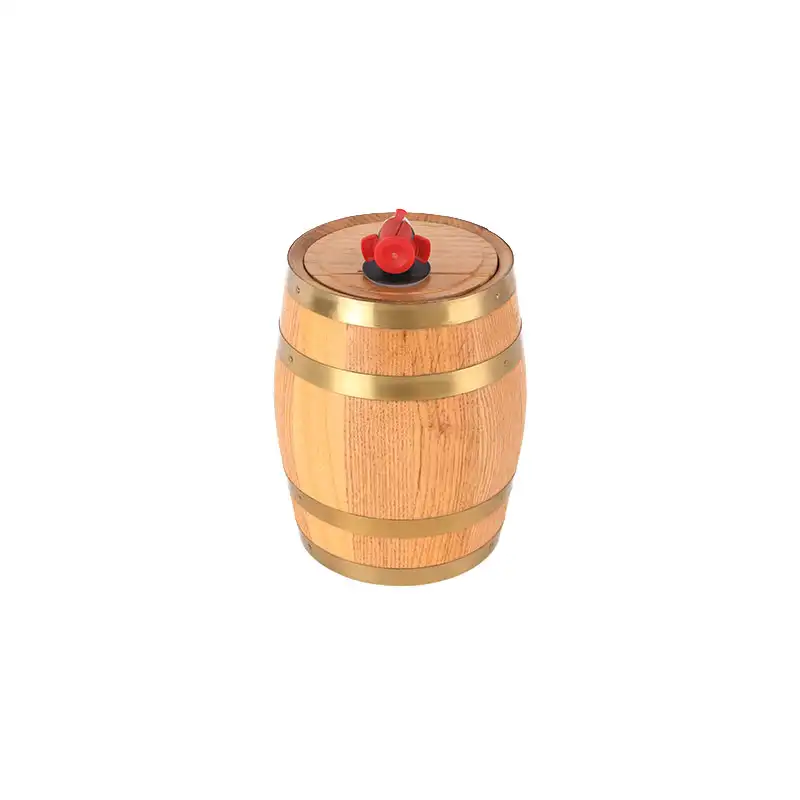 Baril à vin en chêne personnalisé de 3l, avec cerceaux en acier doré, pour le vieillissement, utilisé pour le vin, pièces