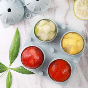 Plateau rond en Silicone pour Cubes <span class=keywords><strong>de</strong></span> glace, Design fendu, grands plateaux en moulage-4 Cubes à glace, pour Bar <span class=keywords><strong>de</strong></span> fête, pour <span class=keywords><strong>whisky</strong></span>, sphère à glace, plateau à moule, 1 pièce - Product Image 3