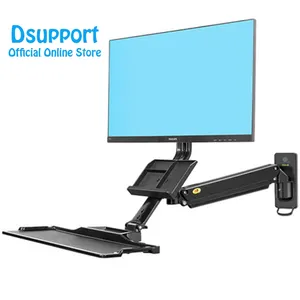 Bras à ressort à gaz avec plateau pour clavier Réglage facile MB32 Support mural pour poste de travail assis-debout 22-32 pouces Support pour moniteur